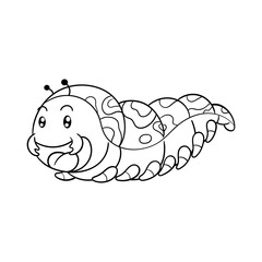 Adorable Caterpillar crawling, best for kids coloring book cartoon vector