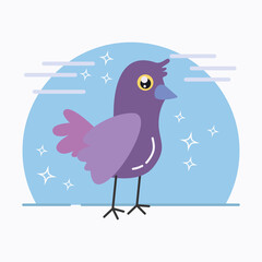 Cute bird with violet colors vector illustration