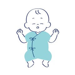 仰向けに眠る新生児赤ちゃん