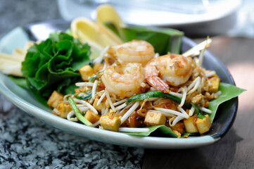 shrimp noodles or stir fried noodles, Thai noodles