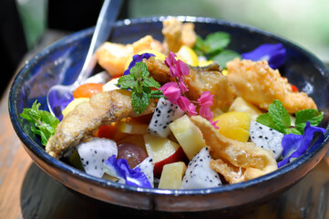 fish salad,  fish and fruit, fish and fruit salad