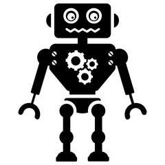 
Ai maintenance concept, solid icon of robot processing 
