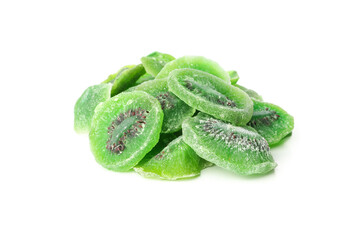 Dried kiwi fruit isolated on white background