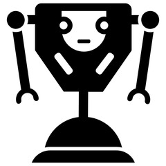 
Icon design of a trophy robot, solid icon of educational robot 
