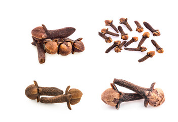 dry cloves on white background
