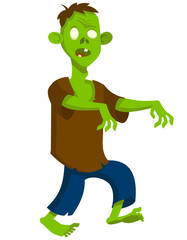 Walking zombie in cartoon style. Scary Halloween character.