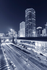 Skyline of downtown district of Hong Kong city at night