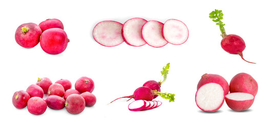 Fresh garden radish isolated on white background