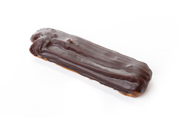 One eclair cake isolated on white background
