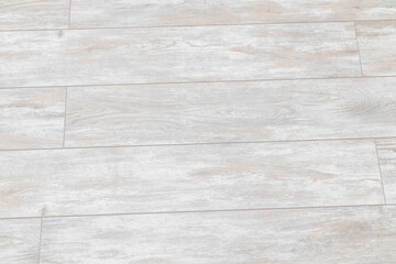 White wood bevel laminate Floor. New vinyl laminate floor tile. Top view