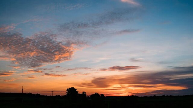 Timelapse Dramatic sunset sky.beautiful weather 4k landscape sunset timelapse.