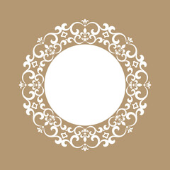 Decorative frame Elegant vector element for design in Eastern style, place for text. Floral beige border. Lace illustration for invitations and greeting cards