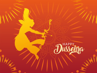 template with lord rama, label happy Dussehra