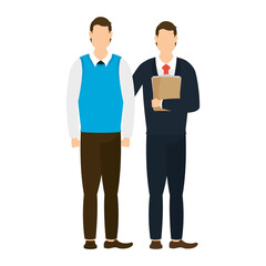 elegant businessmen workers with documents avatars characters