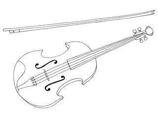 Obraz na płótnie Canvas Violin music instrument graphic black white isolated sketch illustration vector