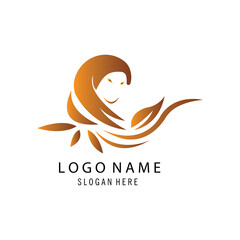 Fototapeta premium hijab muslimah logo, fashion design, vector illustration