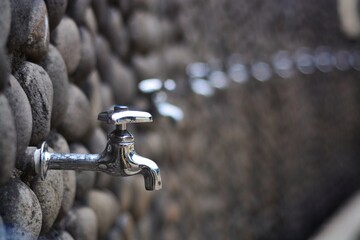 Stainless steel water taps for ablution in the mosque