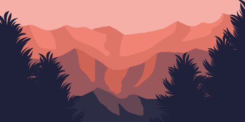 Mountain terrain, landscape of mountain, vector ilustration of mountain, mountain wallpaper vector, landscape vector background