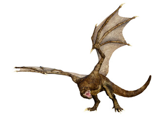3D Rendering Fairy Tale Dragon on White