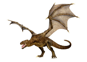 3D Rendering Fairy Tale Dragon on White