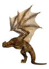 3D Rendering Fairy Tale Dragon on White