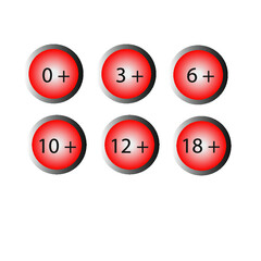 gray circle indicating age category 0+, 3+, 6 +, 10 +, 12+, 18+