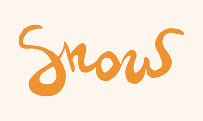 Snow doodle illusatration. Hand drawn typography isolated on white background. Winter season, Christmas celebration