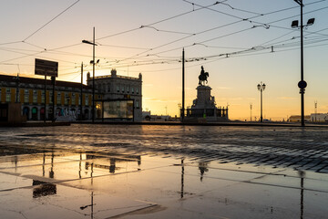 Streets an architecture of Lisbon on early sunrise