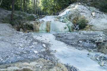 Waterfall of Bagni San Filippo in Vald'Orcia the thermal baths in Siena. the great whale