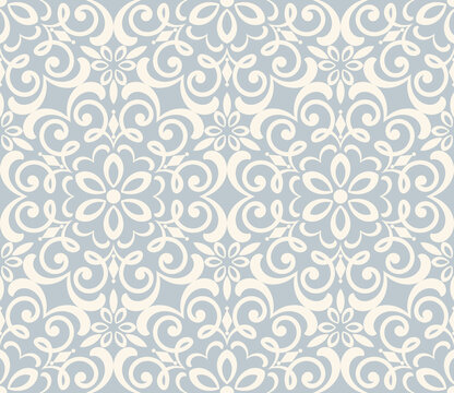 Seamless damask wallpaper. Vintage pattern in Victorian style . Hand drawn floral pattern. Shabby chic Vector illustration