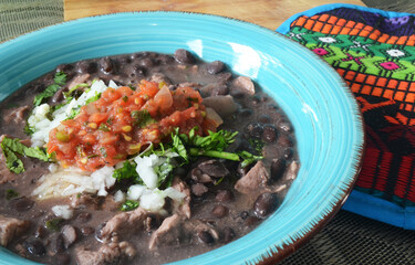 close up comida mexicana frijol con puerco, comida Yucatec a, comida tradicional de Yucatan,...