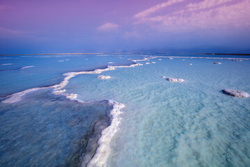 Texture of Dead Sea. Seascape. Salty sea shore. Nature background. Israel