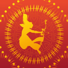 silhouette of lord rama with bow and arrow for the Indian festival Dussehra