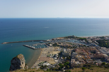 Tyrrhenian coast, seen from the temple of Jupiter Anxur, Terracina, Lazio, Italy.
