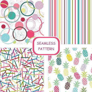 Set of seamless abstract colorful patterns. Vector illustration