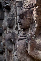 Fototapeta na wymiar Beautiful and unique stone statues photographed in Siem Reap, Cambodia.