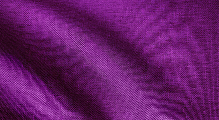 Fototapeta na wymiar crumpled purple or violet fabric texture, wavy wrinkled cloth pattern. close up soft linen fabric background.