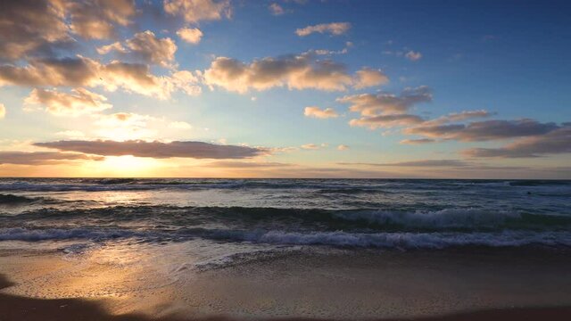 Sea sunrise over tropical exotic beach
