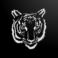 Black and White Tiger in Tribal Style