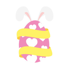 happy easter egg paint with hearts and ears rabbit
