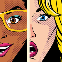 portraits of beautiful women, pop art style © djvstock