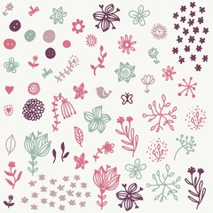  Seamless pattern with flowers, leaves and dragonfly.  vector pattern. Hand drawn. Pattern for card, invitation, wrapping paper, textile fabric