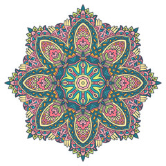 Colorful ethnic indian mandala flower vector illustration