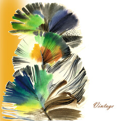 Watercolor background feathers