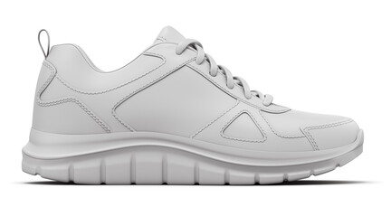 Clay render of side view sport shoe on white background - 3D illustration