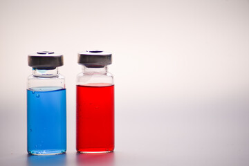 Copy space vials for vaccine injection, to be filled in syringes for medical Treatment.