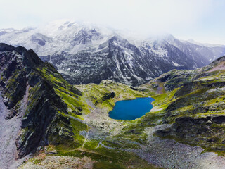 Beautiful aerial view of Ibon de Gorgutes in Aragon, Spain