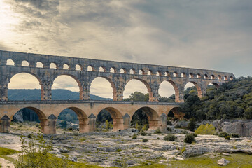 Pont du Gard, de oude Romeinse brug in de Provence, Frankrijk.