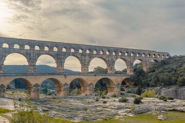 Fototapeta premium Pont du Gard, the ancient roman bridge in Provence, France.