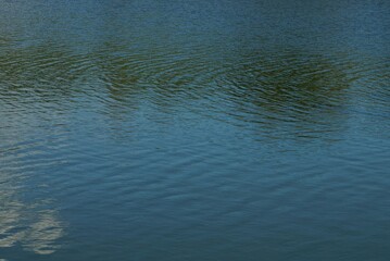 blue green texture of water and waves on the pond